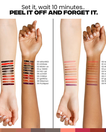 Left on Red LIP LINER STAY-N® Peel-Off Lip Liner Stain